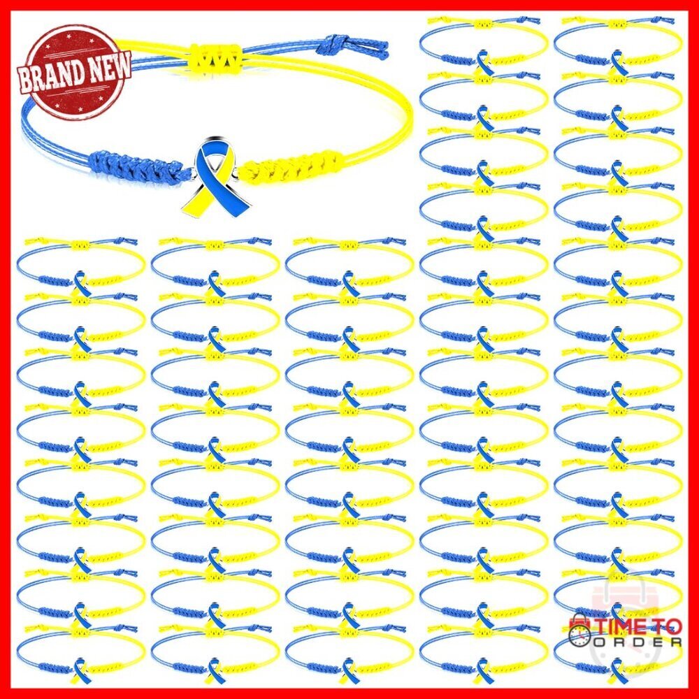 100 Pcs Adjustable Stretch Bracelets Wax Rope Alloy Awareness Support Jewelry